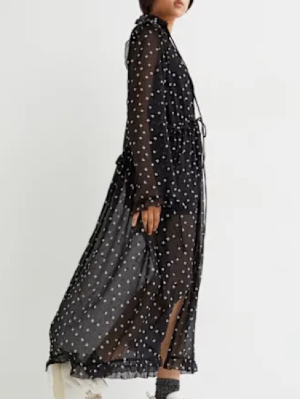 H&M Black & white sheer open face dress/duster